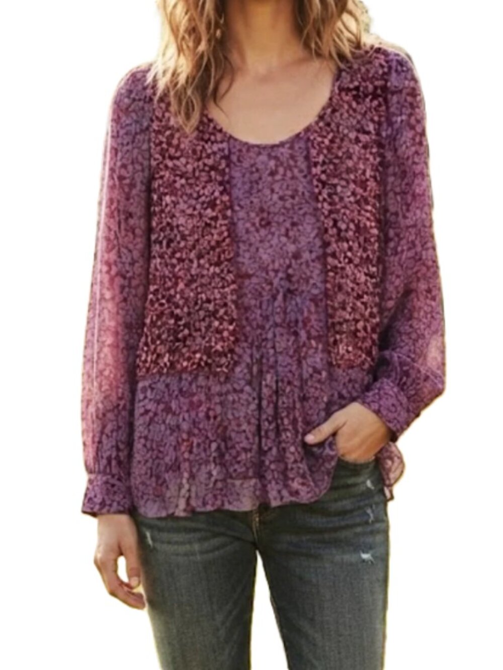 Cabi Peasant Style Silk Blouse size M